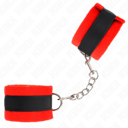 KINK - POLSINI IN PELLICCIA PER PRINCIPIANTI NERO-ROSSO 30 X 7 CM - KINK COLLAR & GAG | Lingerie Harness Boutique