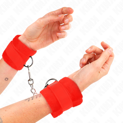 KINK - POLSINI IN PELLICCIA PER PRINCIPIANTI ROSSO 30 X 7 CM - KINK COLLAR & GAG | Lingerie Harness Boutique
