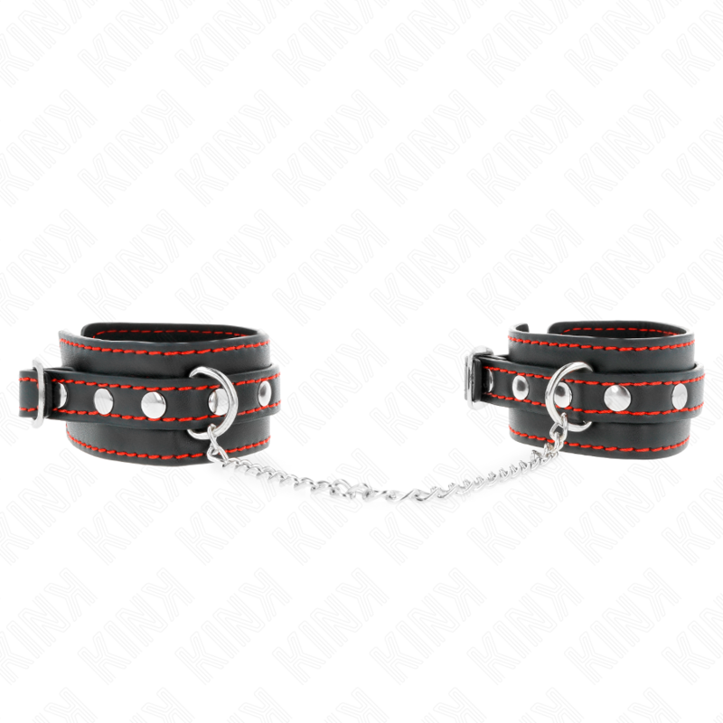 KINK - POTENZIALE DA POLSO PICCOLA NERA CON FODERA ROSSA REGOLABILE 14-24 CM X 3,5 CM - KINK COLLAR & GAG | Lingerie Harness Boutique
