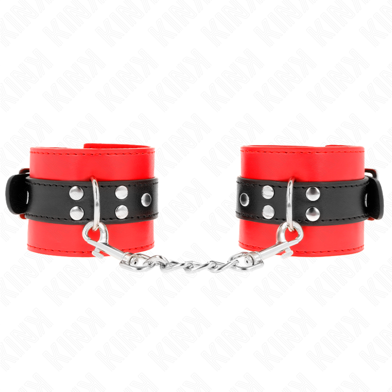KINK - RESISTENZA DA POLSO ROSSO CON CINTURA NERA REGOLABILE 17-28 CM X 6 CM - KINK COLLAR & GAG | Lingerie Harness Boutique