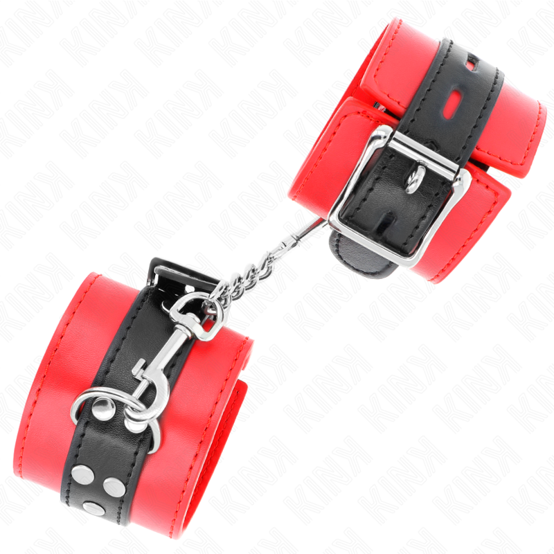 KINK - RESISTENZA DA POLSO ROSSO CON CINTURA NERA REGOLABILE 17-28 CM X 6 CM - KINK COLLAR & GAG | Lingerie Harness Boutique