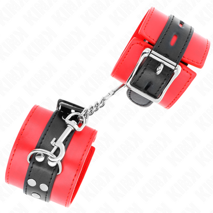 KINK - RESISTENZA DA POLSO ROSSO CON CINTURA NERA REGOLABILE 17-28 CM X 6 CM - KINK COLLAR & GAG | Lingerie Harness Boutique