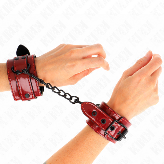 KINK - POLSINI DA POLSO ROSSO SCURO 23 X 5 CM - KINK COLLAR & GAG | Lingerie Harness Boutique