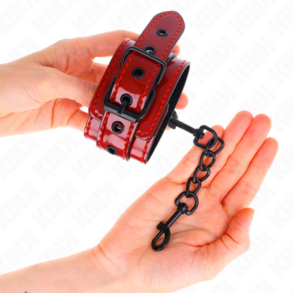 KINK - POLSINI DA POLSO ROSSO SCURO 23 X 5 CM - KINK COLLAR & GAG | Lingerie Harness Boutique