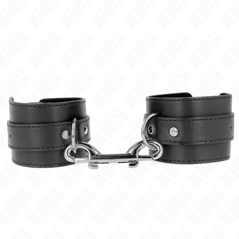 KINK - TENUTA DA POLSO-FILA DI RIVETTI SINGOLA E FIBBIA GRANDE NERA REGOLABILE 17-28 CM X 5 CM - KINK COLLAR & GAG | Lingerie Harness Boutique