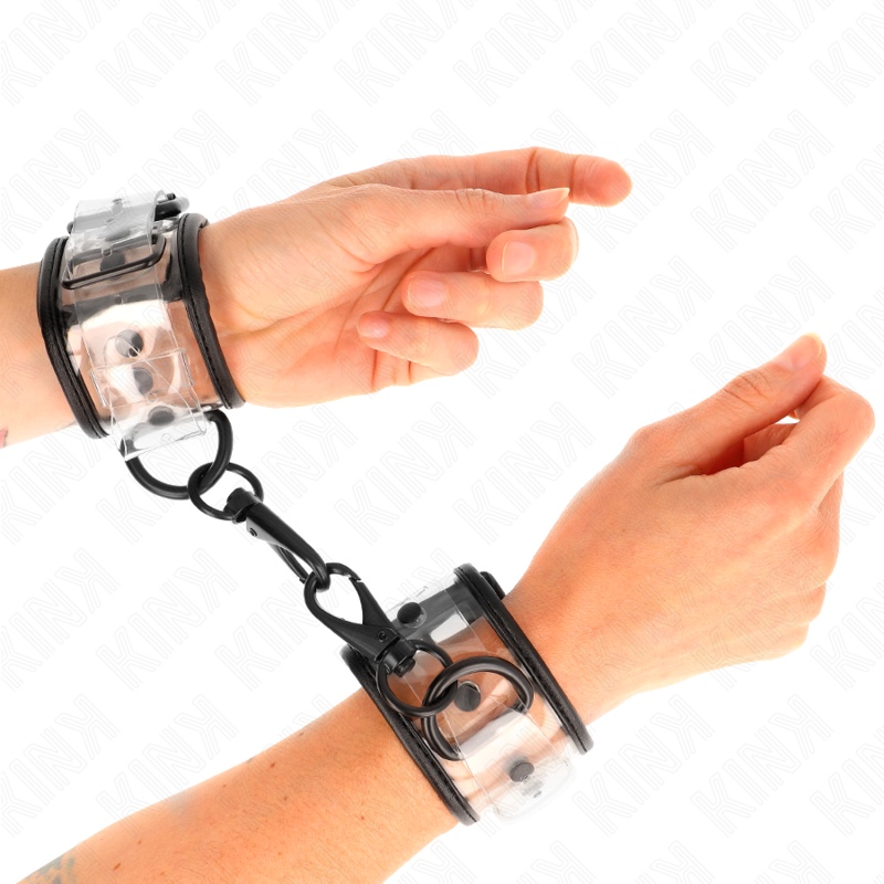 KINK - POLSINI DA POLSO TRASPARENTI REGOLABILI 18-30 CM X 5,5 CM - KINK COLLAR & GAG | Lingerie Harness Boutique