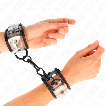 KINK - POLSINI DA POLSO TRASPARENTI REGOLABILI 18-30 CM X 5,5 CM - KINK COLLAR & GAG | Lingerie Harness Boutique
