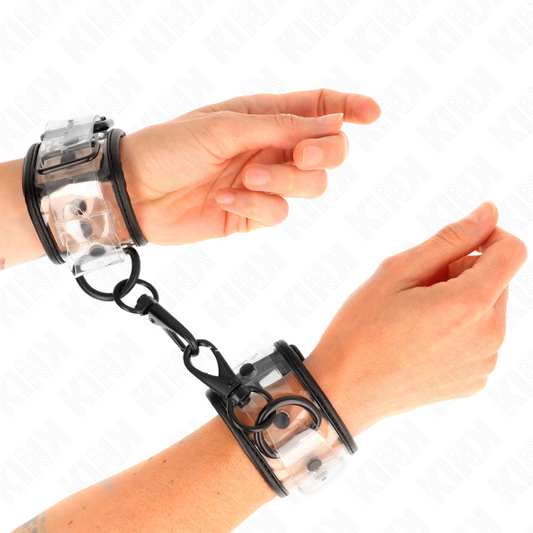 KINK - POLSINI DA POLSO TRASPARENTI REGOLABILI 18-30 CM X 5,5 CM - KINK COLLAR & GAG | Lingerie Harness Boutique