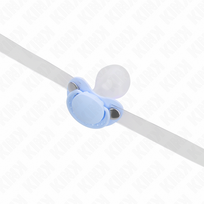 KINK - BAVAGLIO A FORMA DI CIUCCIO AZZURRO 5.5 x 4 CM REGOLABILE 43-60 CM - Lingerie Harness Boutique | Lingerie Harness Boutique