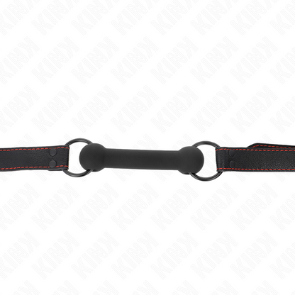 KINK - BONE GAG CON CINTURINO IN SIMILPELLE NERO REGOLABILE 41-57 CM - KINK COLLAR & GAG | Lingerie Harness Boutique