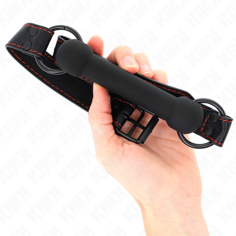 KINK - BONE GAG CON CINTURINO IN SIMILPELLE NERO REGOLABILE 41-57 CM - Lingerie Harness Boutique | Lingerie Harness Boutique