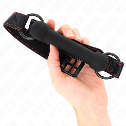 KINK - BONE GAG CON CINTURINO IN SIMILPELLE NERO REGOLABILE 41-57 CM - Lingerie Harness Boutique | Lingerie Harness Boutique