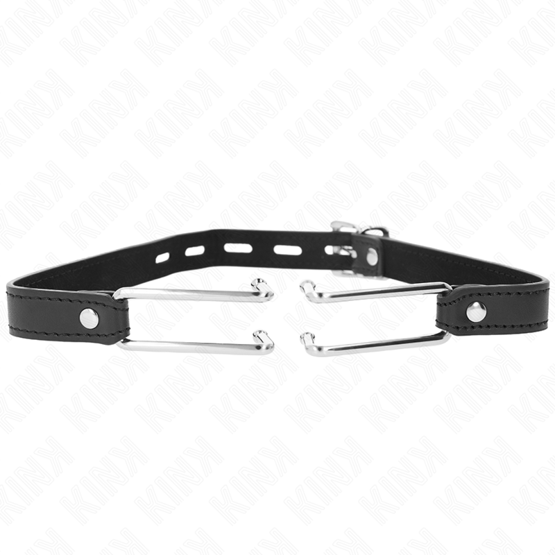 KINK - GANCIO IN METALLO 11.5 CM CON CINTURINO IN SIMILPELLE REGOLABILE 39-58 CM X 2 CM - KINK COLLAR & GAG | Lingerie Harness Boutique