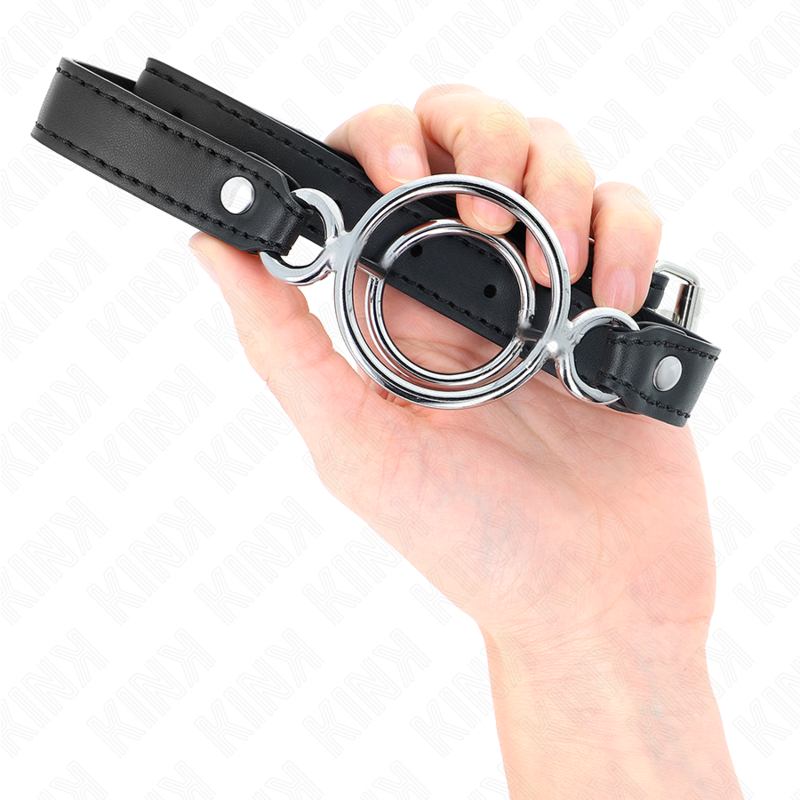 KINK - BAVAGLIO CON O-RING MULTIPLI 5 CM NERO 63 X 2,5 CM - KINK IMPACT & TOUCH | Lingerie Harness Boutique