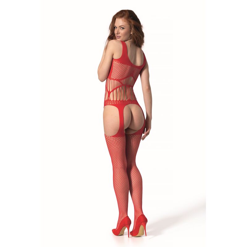 PASSION - BS 106 BODYSTOCKING ROSSO TAGLIA UNICA - PASSION WOMAN BODYSTOCKINGS | Lingerie Harness Boutique
