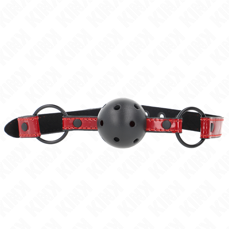 KINK - PALLA IN SIMILPELLE LUCIDA 4.5 CM GAG 63.5 X 2 CM REGOLABILE 41 X 59 CM - KINK COLLAR & GAG | Lingerie Harness Boutique