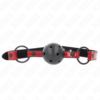 KINK - PALLA IN SIMILPELLE LUCIDA 4.5 CM GAG 63.5 X 2 CM REGOLABILE 41 X 59 CM - KINK COLLAR & GAG | Lingerie Harness Boutique