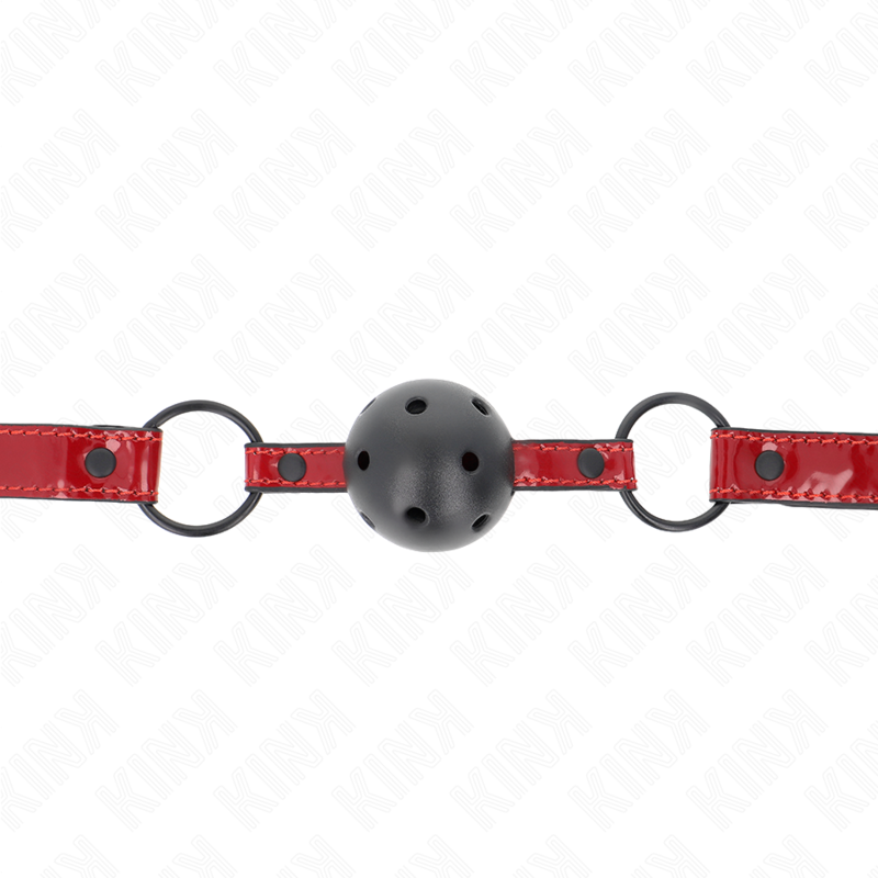 KINK - PALLA IN SIMILPELLE LUCIDA 4.5 CM GAG 63.5 X 2 CM REGOLABILE 41 X 59 CM - KINK COLLAR & GAG | Lingerie Harness Boutique