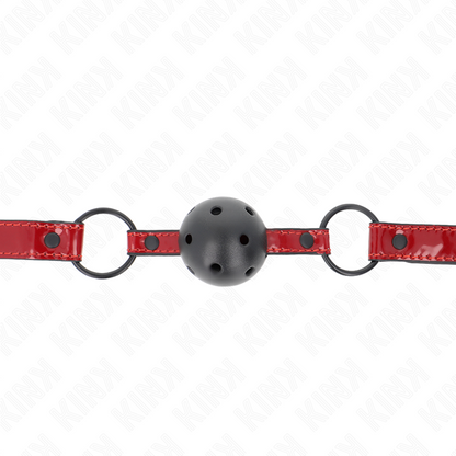 KINK - PALLA IN SIMILPELLE LUCIDA 4.5 CM GAG 63.5 X 2 CM REGOLABILE 41 X 59 CM - KINK COLLAR & GAG | Lingerie Harness Boutique