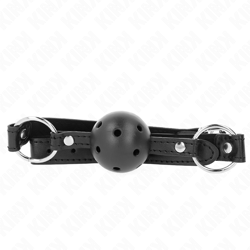 KINK - SFERA CAVA DURA NERA 4,5 CM MODELLO GAG 1 63,5 X 2 CM - KINK COLLAR & GAG | Lingerie Harness Boutique
