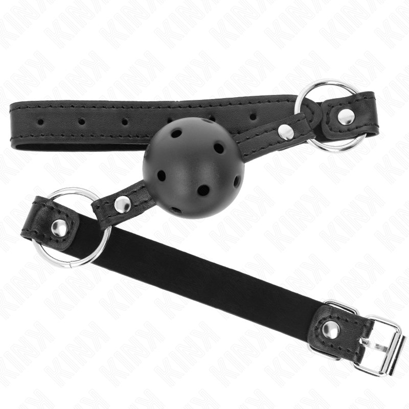 KINK - SFERA CAVA DURA NERA 4,5 CM MODELLO GAG 1 63,5 X 2 CM - KINK COLLAR & GAG | Lingerie Harness Boutique