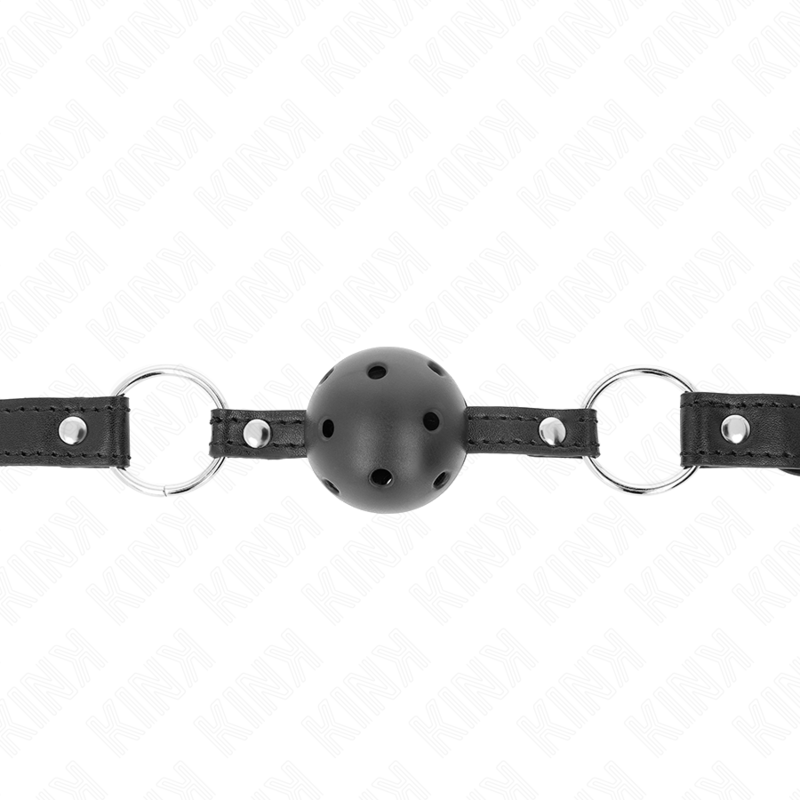 KINK - SFERA CAVA DURA NERA 4,5 CM MODELLO GAG 1 63,5 X 2 CM - KINK COLLAR & GAG | Lingerie Harness Boutique