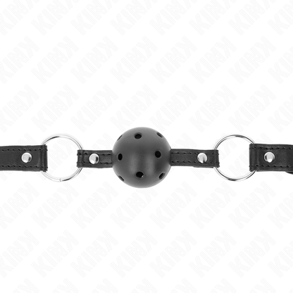 KINK - SFERA CAVA DURA NERA 4,5 CM MODELLO GAG 1 63,5 X 2 CM - KINK COLLAR & GAG | Lingerie Harness Boutique