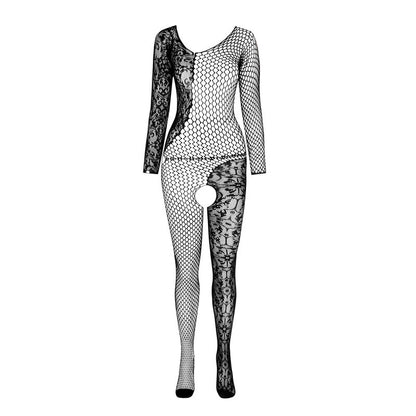 PASSION - BS 107 BODYSTOCKING NERO TAGLIA UNICA - PASSION WOMAN BODYSTOCKINGS | Lingerie Harness Boutique