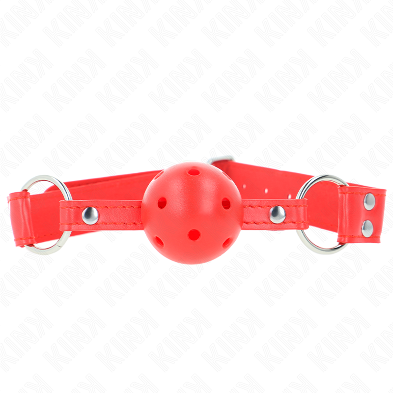 KINK - BALL GAG COMPLETO ROSSO CAVO DURO 62 x 2 CM - KINK COLLAR & GAG | Lingerie Harness Boutique
