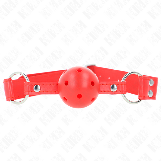 KINK - BALL GAG COMPLETO ROSSO CAVO DURO 62 x 2 CM - KINK COLLAR & GAG | Lingerie Harness Boutique