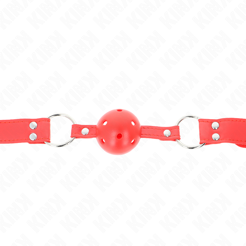 KINK - BALL GAG COMPLETO ROSSO CAVO DURO 62 x 2 CM - KINK COLLAR & GAG | Lingerie Harness Boutique