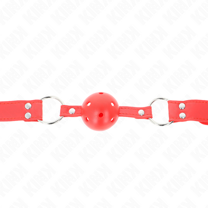 KINK - BALL GAG COMPLETO ROSSO CAVO DURO 62 x 2 CM - KINK COLLAR & GAG | Lingerie Harness Boutique