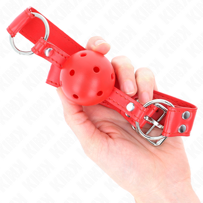 KINK - BALL GAG COMPLETO ROSSO CAVO DURO 62 x 2 CM - KINK COLLAR & GAG | Lingerie Harness Boutique