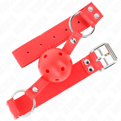 KINK - BALL GAG COMPLETO ROSSO CAVO DURO 62 x 2 CM - KINK COLLAR & GAG | Lingerie Harness Boutique