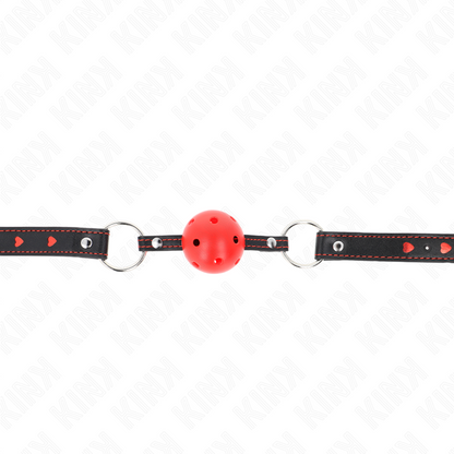 KINK - BALL GAG HOLLOW HARD ROSSO MODELLO 2 65 x 2,5 CM - KINK COLLAR & GAG | Lingerie Harness Boutique