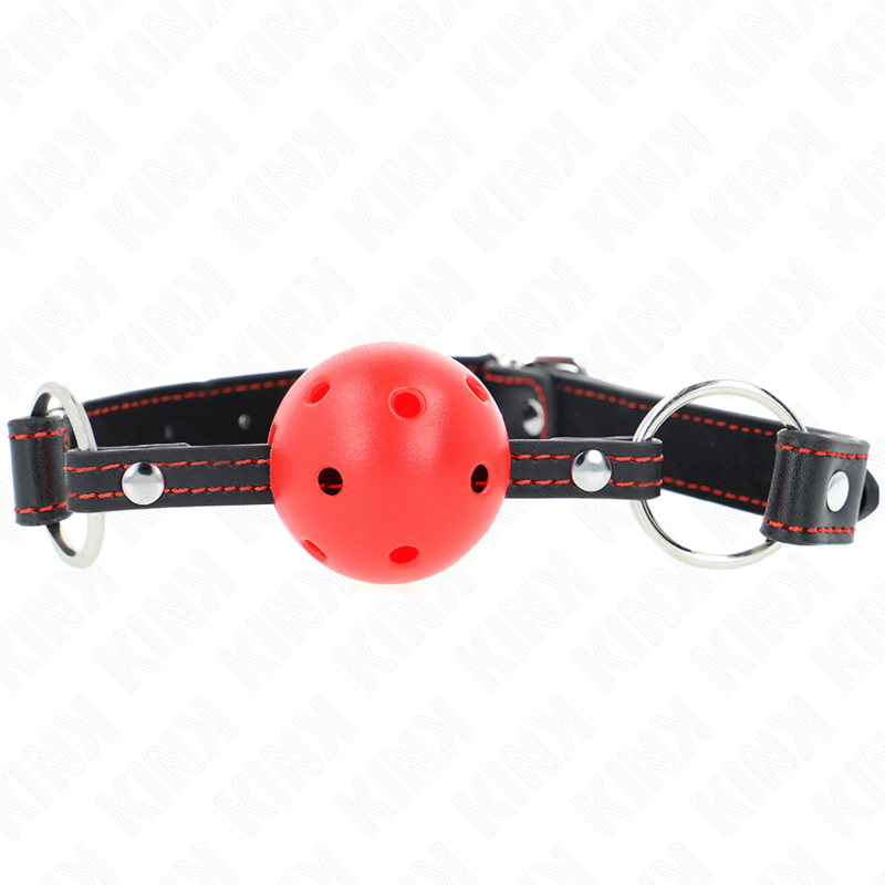 KINK - BALL GAG HOLLOW HARD ROSSO MODELLO 2 65 x 2,5 CM - KINK COLLAR & GAG | Lingerie Harness Boutique