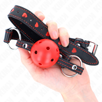 KINK - BALL GAG HOLLOW HARD ROSSO MODELLO 2 65 x 2,5 CM - KINK COLLAR & GAG | Lingerie Harness Boutique