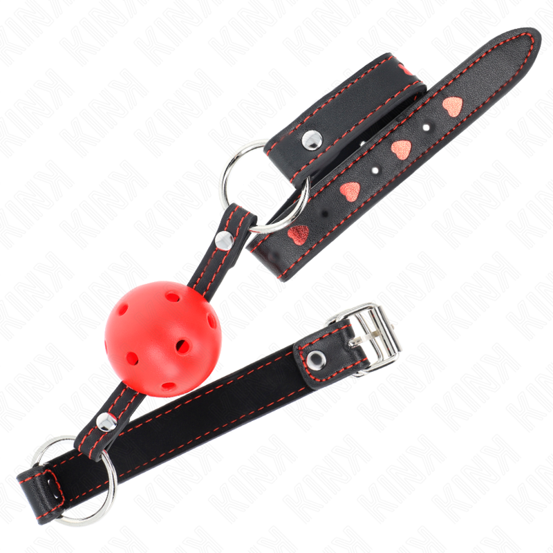 KINK - BALL GAG HOLLOW HARD ROSSO MODELLO 2 65 x 2,5 CM - KINK COLLAR & GAG | Lingerie Harness Boutique