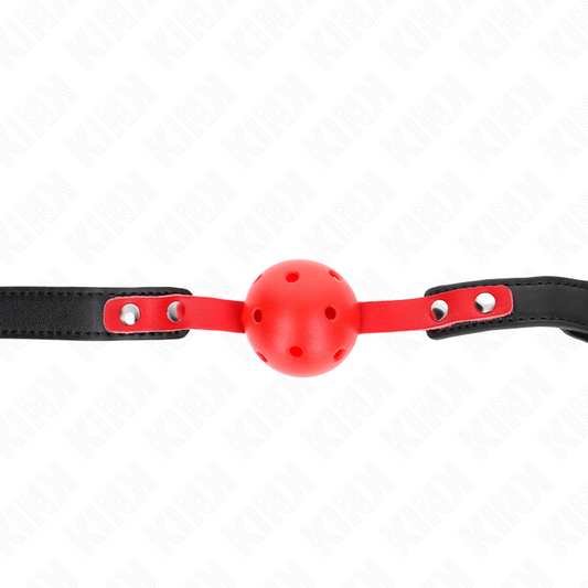 KINK - PALLA DURA CAVA ROSSA 4 CM GAG NERO CINTURINO 60 x 2 CM REGOLABILE 37-52 CM - KINK COLLAR & GAG | Lingerie Harness Boutique
