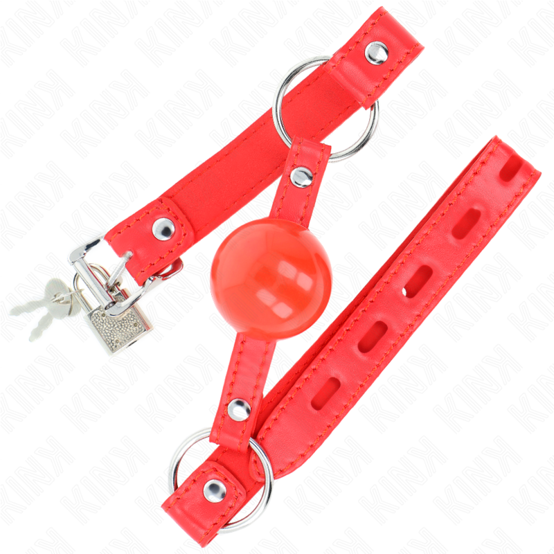 KINK - BALLA IN TPE 4 CM CON SERRATURA ROJO 60 x 2 CM - KINK COLLAR & GAG | Lingerie Harness Boutique