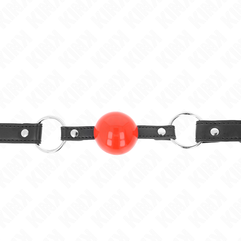KINK - BALL 4 CM GAG CON SERRATURA SFERA ROSSA CINTURINO NERO 60 x 2 CM - KINK COLLAR & GAG | Lingerie Harness Boutique