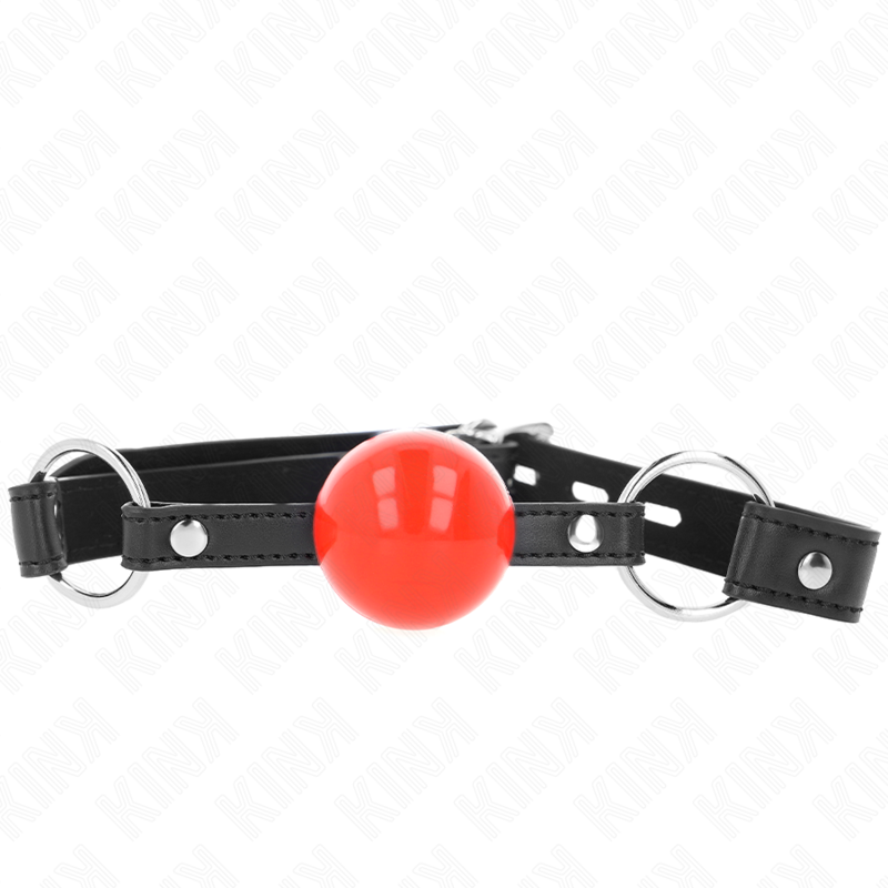KINK - BALL 4 CM GAG CON SERRATURA SFERA ROSSA CINTURINO NERO 60 x 2 CM - KINK COLLAR & GAG | Lingerie Harness Boutique