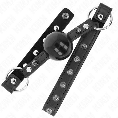 KINK - BALL GAG 4 CM CON RIVETTO PUNTA E CHIUSURA A SCATTO 65 x 2 CM - KINK COLLAR & GAG | Lingerie Harness Boutique