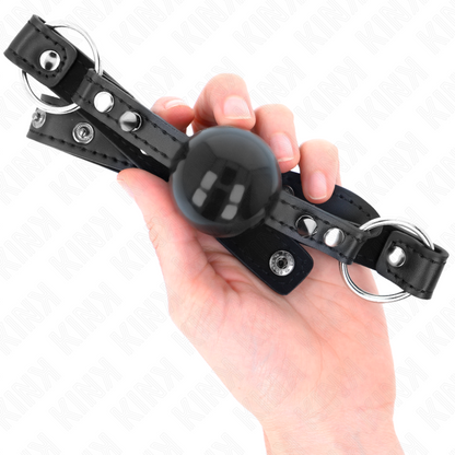 KINK - BALL GAG 4 CM CON RIVETTO PUNTA E CHIUSURA A SCATTO 65 x 2 CM - KINK COLLAR & GAG | Lingerie Harness Boutique