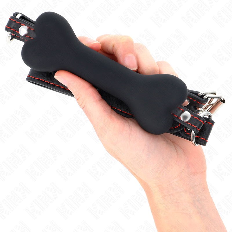 KINK - OSSO NERO 12 CM BAVAGLIO 63 x 2 CM - KINK COLLAR & GAG | Lingerie Harness Boutique