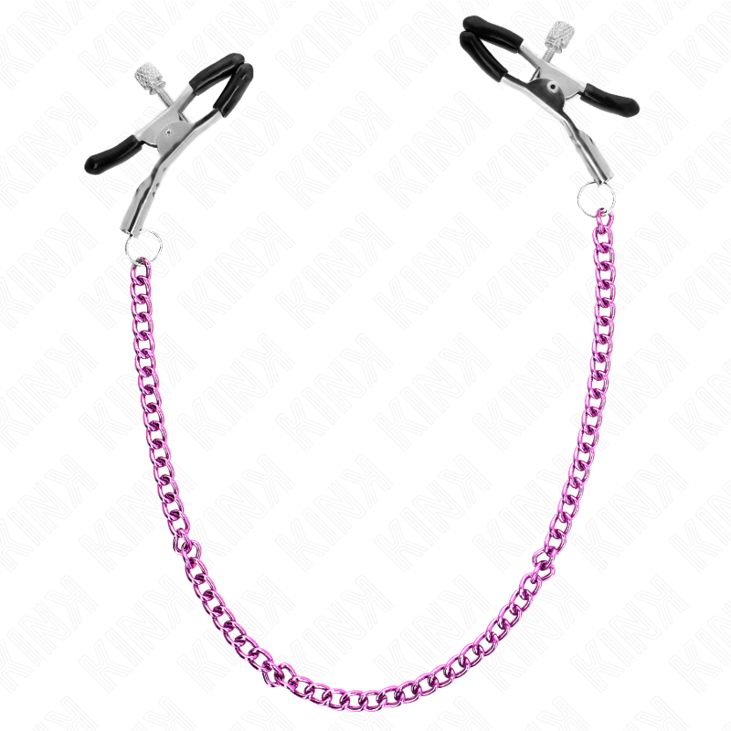 KINK - MORSETTI PER CAPEZZOLI A CATENA VIOLA 30 CM - KINK COLLAR & GAG | Lingerie Harness Boutique