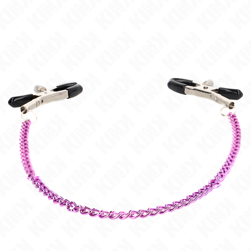 KINK - MORSETTI PER CAPEZZOLI A CATENA VIOLA 30 CM - KINK COLLAR & GAG | Lingerie Harness Boutique
