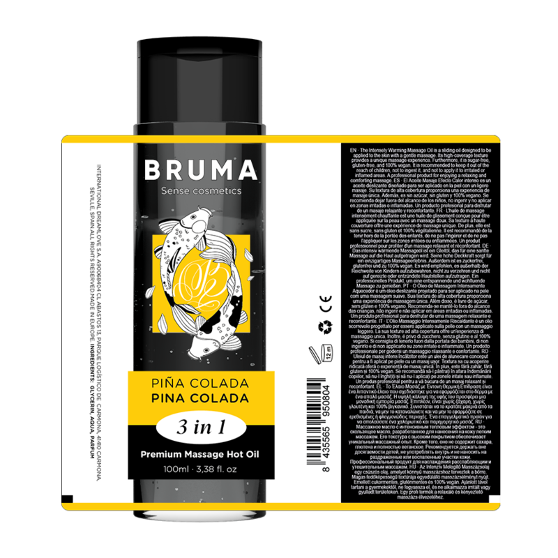 BRUMA - OLIO DA MASSAGGIO PREMIUM EFFETTO CALORE SAPORE PINA COLADA 3 IN 1 - 100 ML - BRUMA | Lingerie Harness Boutique