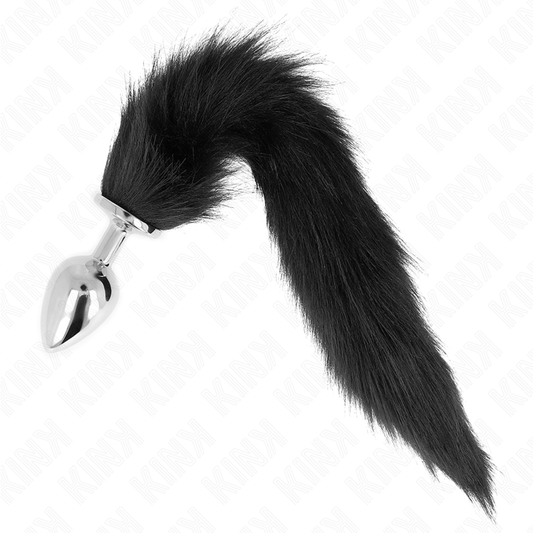 KINK - PLUG ANALE MISURA L 10 X 4 CM CON CODA SINTETICA 40 CM NERO - Lingerie Harness Boutique | Lingerie Harness Boutique
