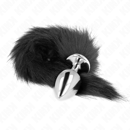 KINK - PLUG ANALE MISURA L 10 X 4 CM CON CODA SINTETICA 40 CM NERO - Lingerie Harness Boutique | Lingerie Harness Boutique